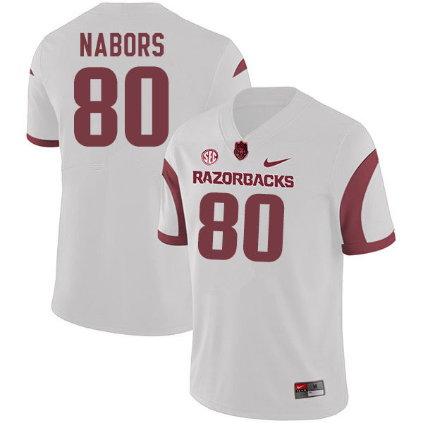 Men #80 Brett Nabors Arkansas Razorbacks College Football Jerseys Sale-White